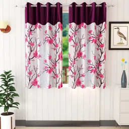 ruhi home furnishing 152 cm (5 ft) Polyester Semi Transparent Window Curtain (Pack Of 2)-picture-10
