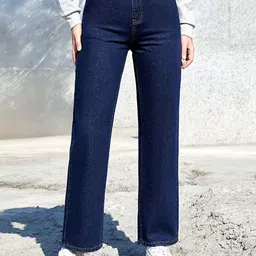 NU CLOTHS Women Wide Leg High-Rise Stretchable Jeans-image-90