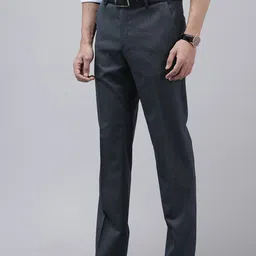 Van Heusen Men Slim Fit Self Design Textured Formal Trousers image 2