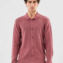 Snitch Men Pink Textured Sweaters-image-99