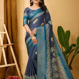 HERE&NOW Woven Design Zari Silk Cotton Banarasi Saree-picture-20
