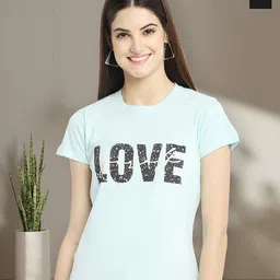 Dreambe Women Pack of 2 Graphic Printed Round Neck Cotton Regular Fit T-shirts-picture-10