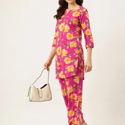 FERANOID Floral Printed Pure Cotton Tunic with Trousers Co-Ords image 2