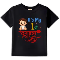 BLUSHES Dusshera Theme Kids Typography Printed Round Neck Pure Cotton T-Shirt-picture-14