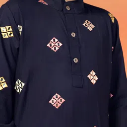BAESD Boys Ethnic Motifs Embroidered Regular Kurta with Pyjamas image 5