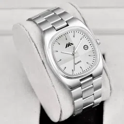 LUXURIT Men Patterned Dial & Stainless Steel Straps Analogue Date Aperture Watch LXMT-827 image 5