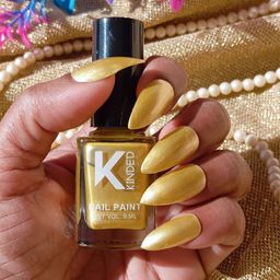 KINDED Long Stay Metallic Finish Nail Polish- 9 ml- Chrome Henna Gold 52-picture-44