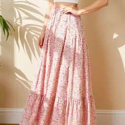 Diktmark Printed Pure Cotton Tiered Maxi Skirt-picture-10