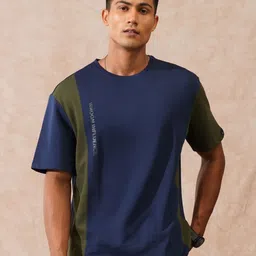 WROGN Colourblocked Pure Cotton Short Sleeves Round Neck Oversized T-shirt-picture-32