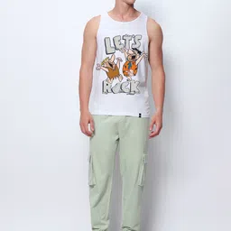 Bewakoof Men Official Cartoon Network Merchandise Rock N Roll Graphic Printed Gym Vest image 3