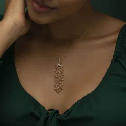 Crash.Club By CKC Women 18KT Rose Gold Diamond Half Moon Necklace -9.42 g-image-9