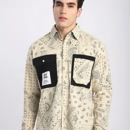 Beyoung Men Relaxed Fit Paisley Printed Spread Collar Cotton Casual Shirt-picture-26