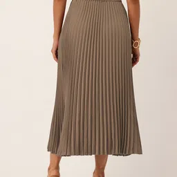 WISSTLER Mid-Rise Accordian Pleat Flared Midi Skirt image 4