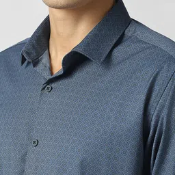 V Dot Men Slim Fit Geometric Printed Spread Collar Formal Shirt image 5