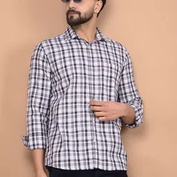 Crimsoune Club Men Checked Classic Slim Fit Cotton Casual Shirt-picture-22