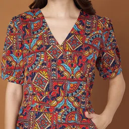 BRINNS Abstract Printed V-Neck Puffed Sleeves Playsuit image 3