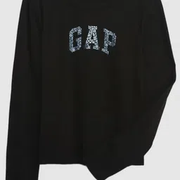 GAP Girls Brand Logo Printed Round Neck Cotton Slim Fit T-shirt image 1