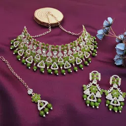 VATSALYA creation Rose Gold-Plated Artificial Stones Alloy Jewellery Set-picture-26