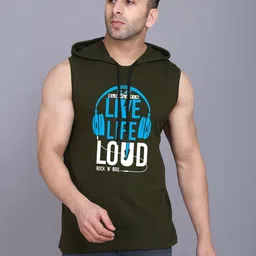 TEEFOX Men Typography Printed Hooded Cotton T-shirt-image-6