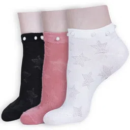 Dollar Women Pack Of 3 Cotton Patterned Ankle Length Socks-picture-21