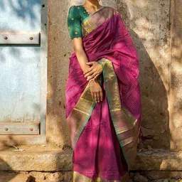 CaniBani Woven Design Zari Silk Blend Banarasi Saree-image-39