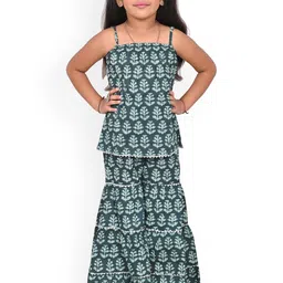 Billion Girls Floral Printed Regular Pure Cotton Kurta with Sharara-picture-19