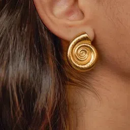 THEPANDASTOREE 18K Gold-Plated Stainless Steel Spiral Shell Waterproof Studs-image-34