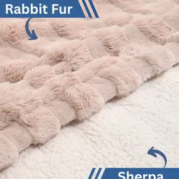 Myntra Elegant Homes Beige Checked Woollen Mild Winter 600 GSM Double Bed Comforter image 2