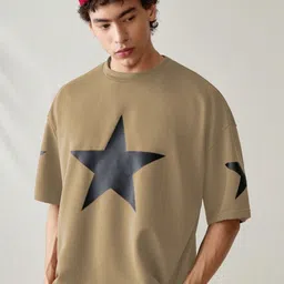 Moda Rapido Men Printed Drop-Shoulder Sleeves Applique T-shirt image 5