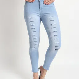 TYFFYN Women Slim Fit High-Rise Mildly Distressed Heavy Fade Stretchable Jeans-picture-22