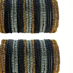 SHRASHTI Grey Glass Artificial Stones & Beads Bangle image 1