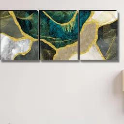 Myntra Elegant Homes Blue & Gold-Toned 3 Pieces Abstract Wall Art-picture-36