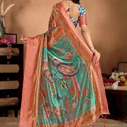 you shop we ship Ethnic Motifs Silk Blend Designer Mysore Silk Saree image 5