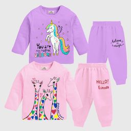 KUCHIPOO Girls Printed T-shirt with Pyjamas-picture-28