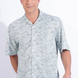 HERE&NOW Men Relaxed Fit Cuban Collar Abstract Printed Casual Shirt-picture-33