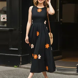 GoSriKi Floral Applique Fit & Flare Midi Dress image 2