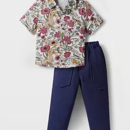 CrayonFlakes Boys Floral Printed Short Sleeves Shirt With Trouser-picture-36
