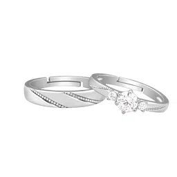 GIVA Unisex Set of 2 Rhodium-Plated 925 Silver We Are Together Couple Finger Ring image 5