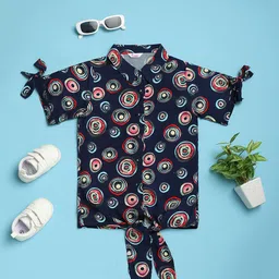 V-Mart Girls Geometric Printed Shirt Collar Top image 1