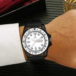 EMPERO Men Brass Dial & Wrap Around Straps Analogue Multi Function Watch EAB205 Black Magnet Strap White image 3