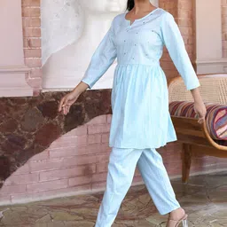 Rangeelo Embroidered Cotton Tunic with Trousers Co-Ords image 3