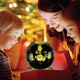 EarthCraft White Crystal Ball Space & Astronaut Glass Table Lamp with Adjustable Cord image 5