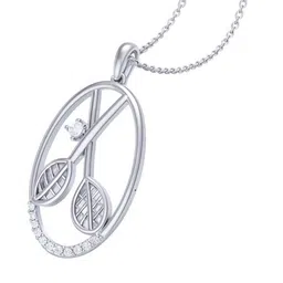 925 SILLER Girls Sterling Silver Rhodium-Plated Stones Studded Oval Pendant With Chain-image-98