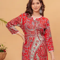 deepyog Women Floral Print Viscose Rayon Straight Kurta-picture-31
