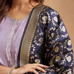 Fabindia Floral Woven Design Zari Banarsi Dupatta image 5