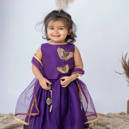 LABEL NEETI Girls Embroidered Sequinned Ready to Wear Lehenga &-picture-20