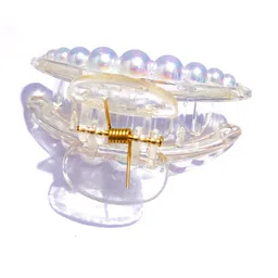 DOCTOR HEALTH SUPER SOFT Women Set of 2 Half Moon Shape Transparent Claw Clip image 5