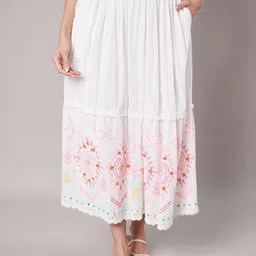 Amagyaa Embroidered Pure Cotton Flared Midi Skirt image 1