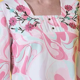 FUTURO Women Abstract Print Satin Regular Top image 3