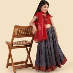 Fabindia Girls Beads and Stones Ready to Wear Lehenga & Blouse With Dupatta image 2